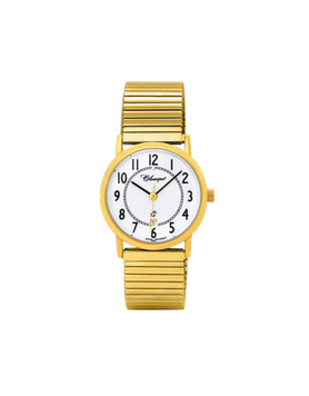 Lady's Flexi Strap Watch  - GP - Round White Dial