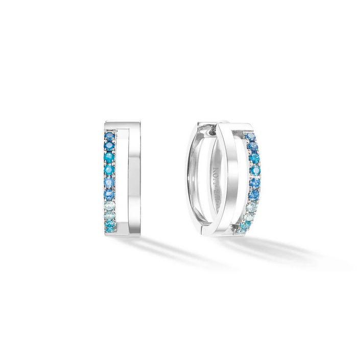 Eternal Unity Hoop Earrings  - Blue  CZ