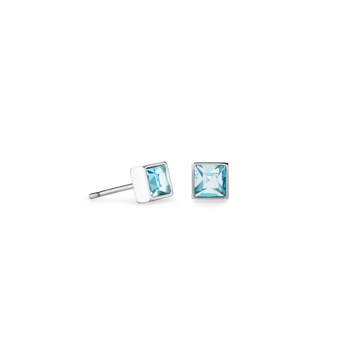 Brilliant Square Earring - Baby Blue Crystals - Stainless
