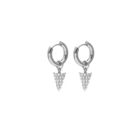 Voltage Hoop Earrings CZ + Silver