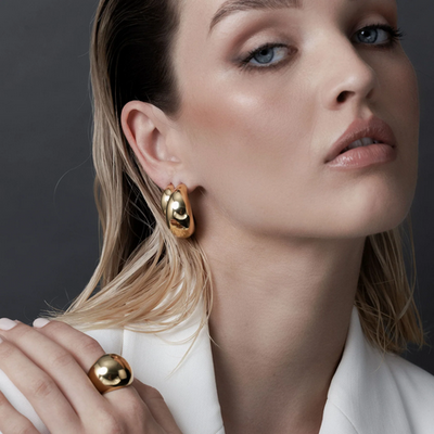 Dynamic Large Hoop Earrings Gold