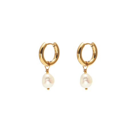 Allure Hoop Earrings Pearl + Gold