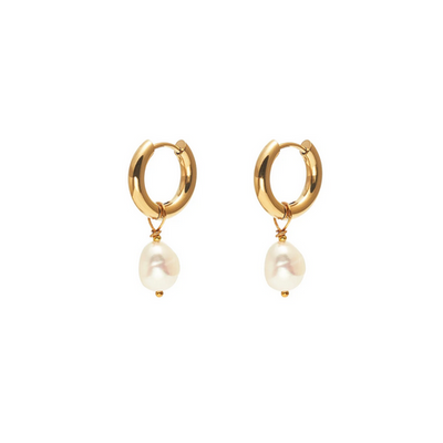 Allure Hoop Earrings Pearl + Gold