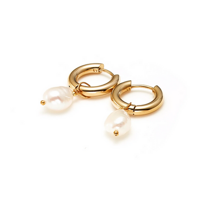 Allure Hoop Earrings Pearl + Gold