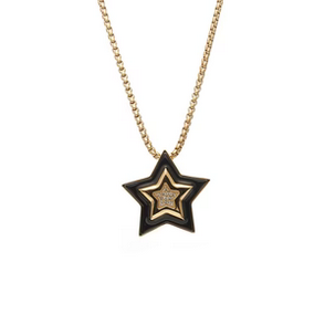 Supernova Necklace Black Enamel + CZ + Gold