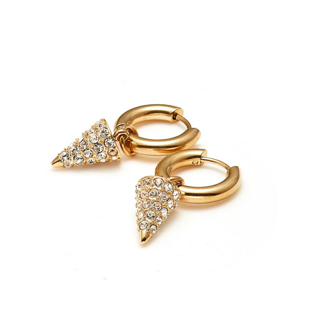 Voltage Hoop Earrings CZ + Gold