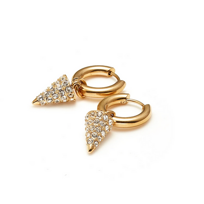 Voltage Hoop Earrings CZ + Gold