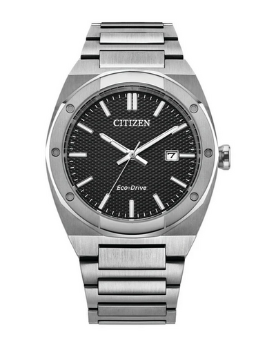 Eco-Drive Black Dial Stainless Steel Watch