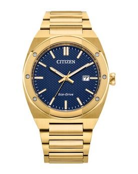 Eco-Drive Blue Dial Stainless Steel Watch - Gold