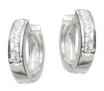 Round Huggie Earring with 5x CZ - SS