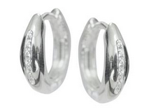 Round Huggie with CZ - SS - 16mm