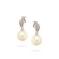 Fresh Water Pearl Stud with 9-10mm - White Round - SS