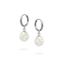 White Keshi FWP Huggie Earring with 8-9mm - SS