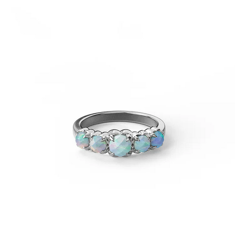 Halo Cluster Bello Opal Ring - SS -N