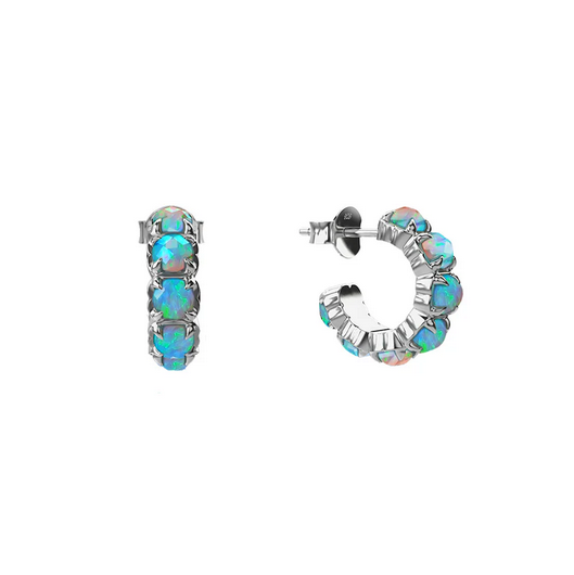 Halo Opal Cluster Earrings - SS