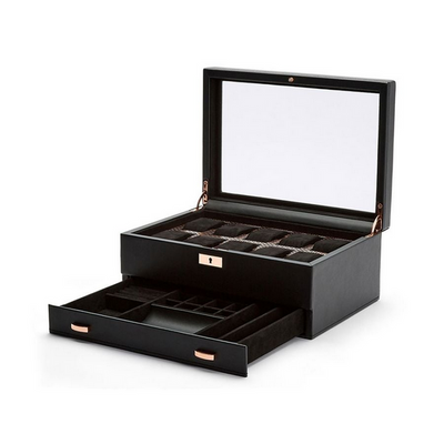 Axis 10 Piece Watch Box - Rose Gold Trim