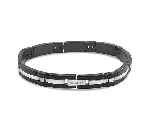 Trinidad: Bracelet Steel Bi-Colour Black/IP 8MmX21Cm Adjustable