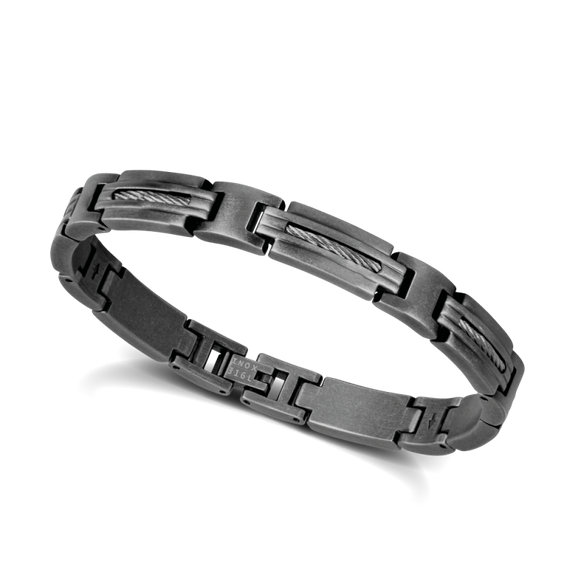 Marina: 8.5mm Vintage Steel Cable Bracelet. Adjustable.