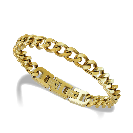 Dandy - Polished Steel Bracelet - 20.5cm - Adjustable - Gold