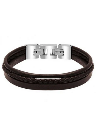 Stanford - 3 Strand Brown Flat Braided and Round Leather Straps