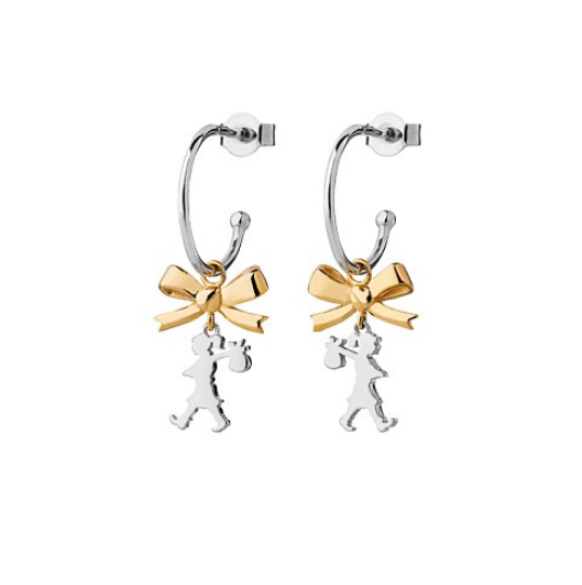 Mini Girl with a Bow Hoops - SS with Gold Plated Bow