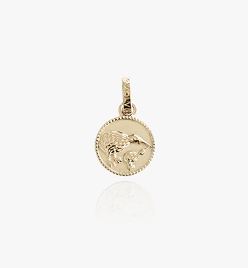 Kiwi Coin Pendant Charm - Gold