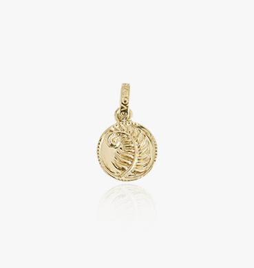 Fern Coin Pendant Charm (Strength) - Gold
