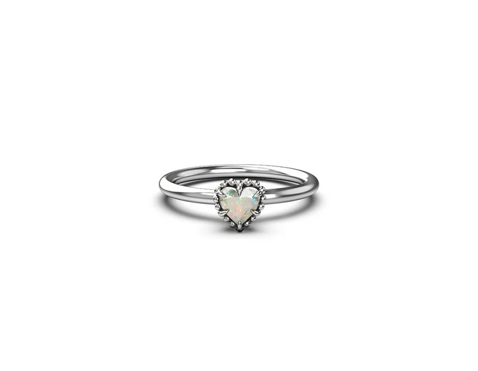 The Dahlia’s Heart Ring - Opal - SS -Size N