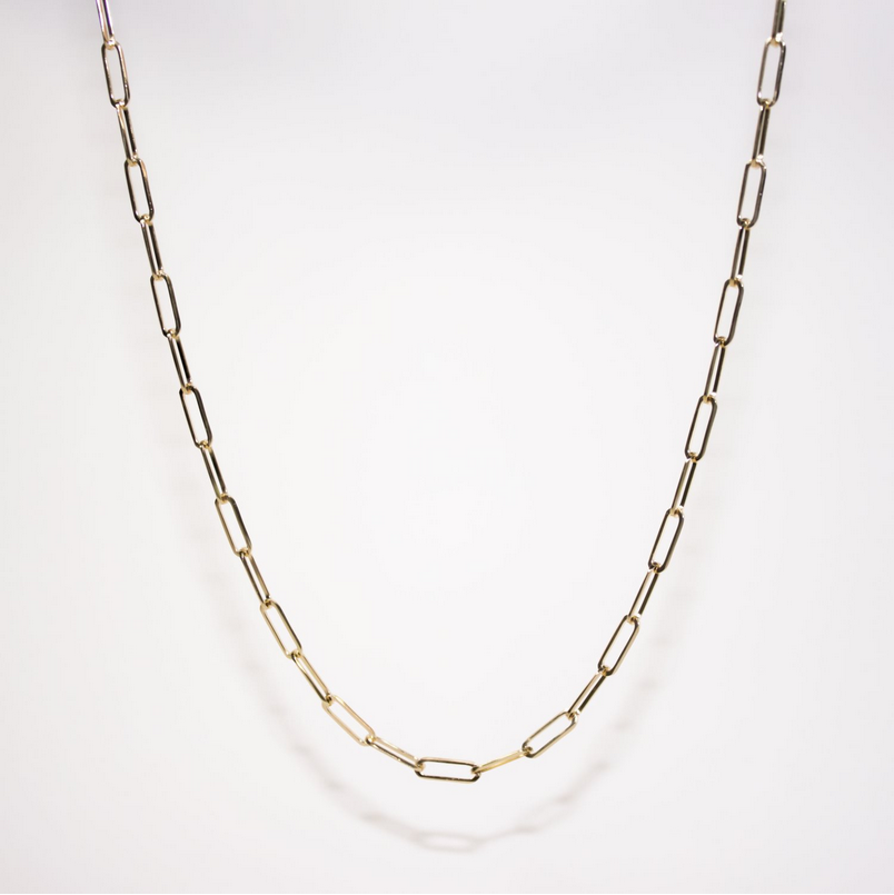 9ct Yellow Gold Paperclip Chain - 46cm