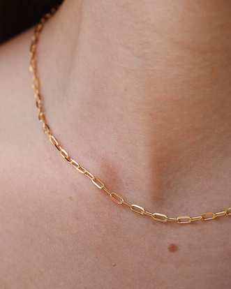 9ct Yellow Gold Diamond Cut Paperclip Chain Bracelet - 19cm