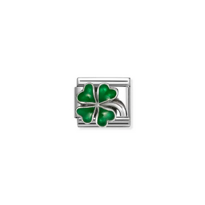 Green enamel Four Leaf Clover Charm