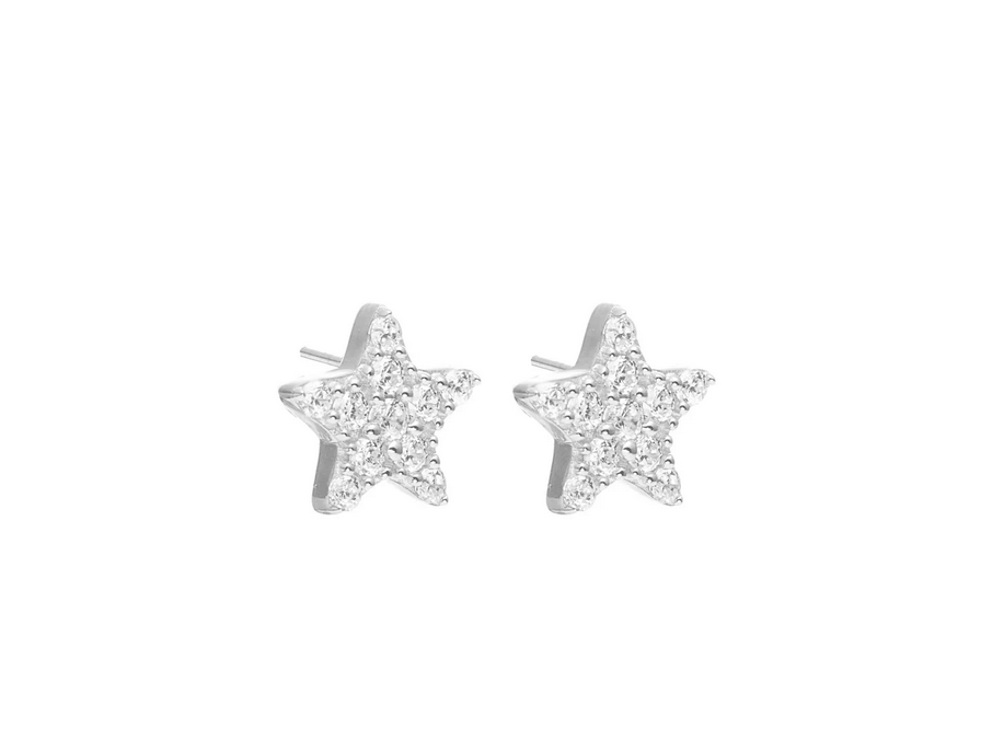 Etoile Stud Earrings CZ + Silver
