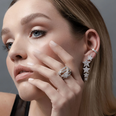 Etoile Drop Earrings CZ + Silver