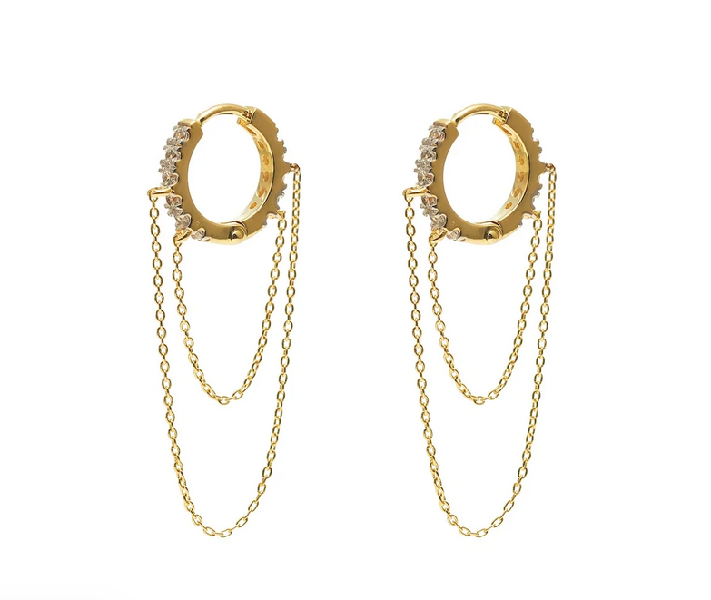 Galaxie Hoop Earrings CZ + Gold