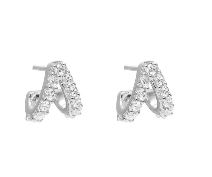 Aria Hoop Earrings CZ + Silver