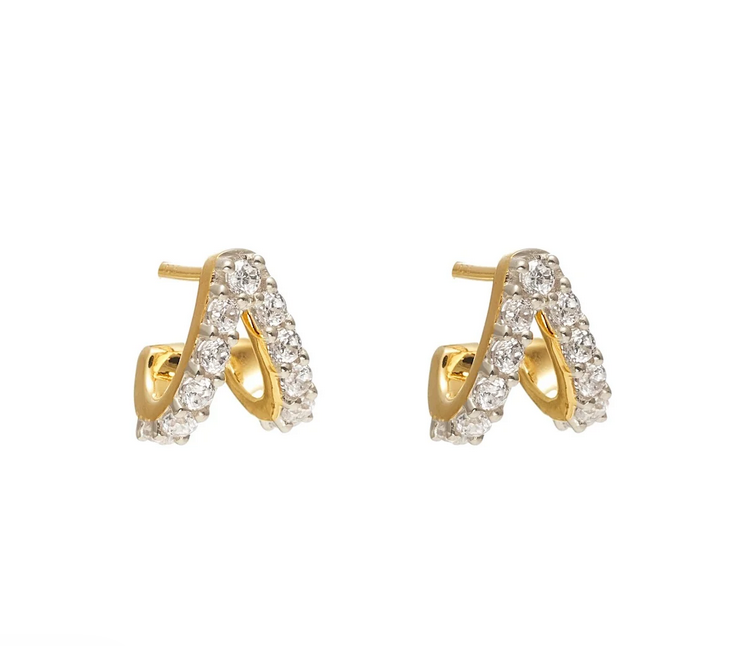 Aria Hoop Earrings CZ + Gold