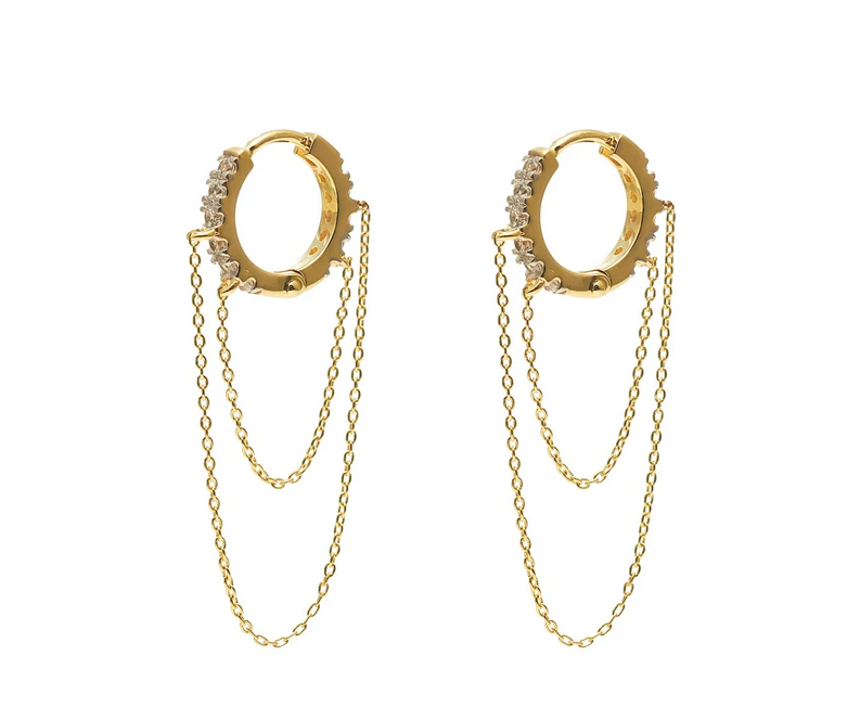 Galaxie Hoop Earrings CZ + Gold