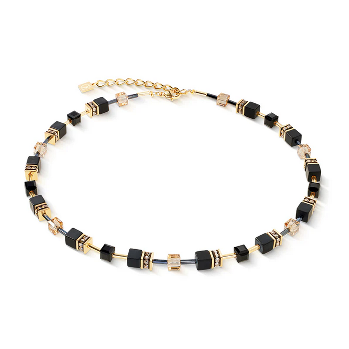Natural Onyx & Gold Plated Stainless Steel Necklace