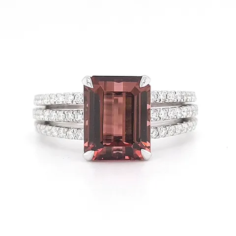 Emerald Cut Mulberry Tourmaline Ring