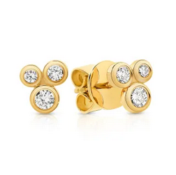 LAB Grown Diamond Studs - 3 Stone Rub Over