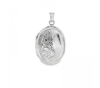 Clea Engraved Oval Locket - Silver - 22x16.5mm E