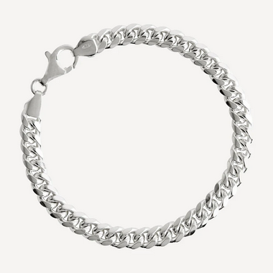 Cuban Men's Silver Chain Bracelet - 21cm