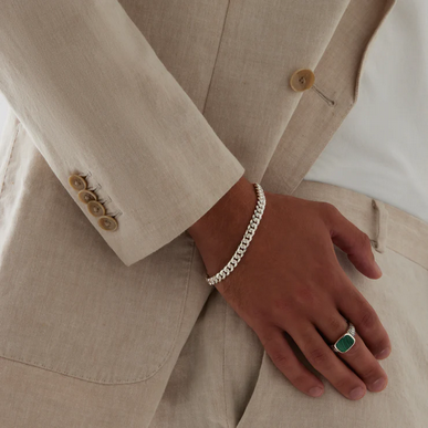 Cuban Men's Silver Chain Bracelet - 21cm