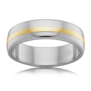 Titanium & 9ct Yellow Gold Stripe Gents Wedder - Size W