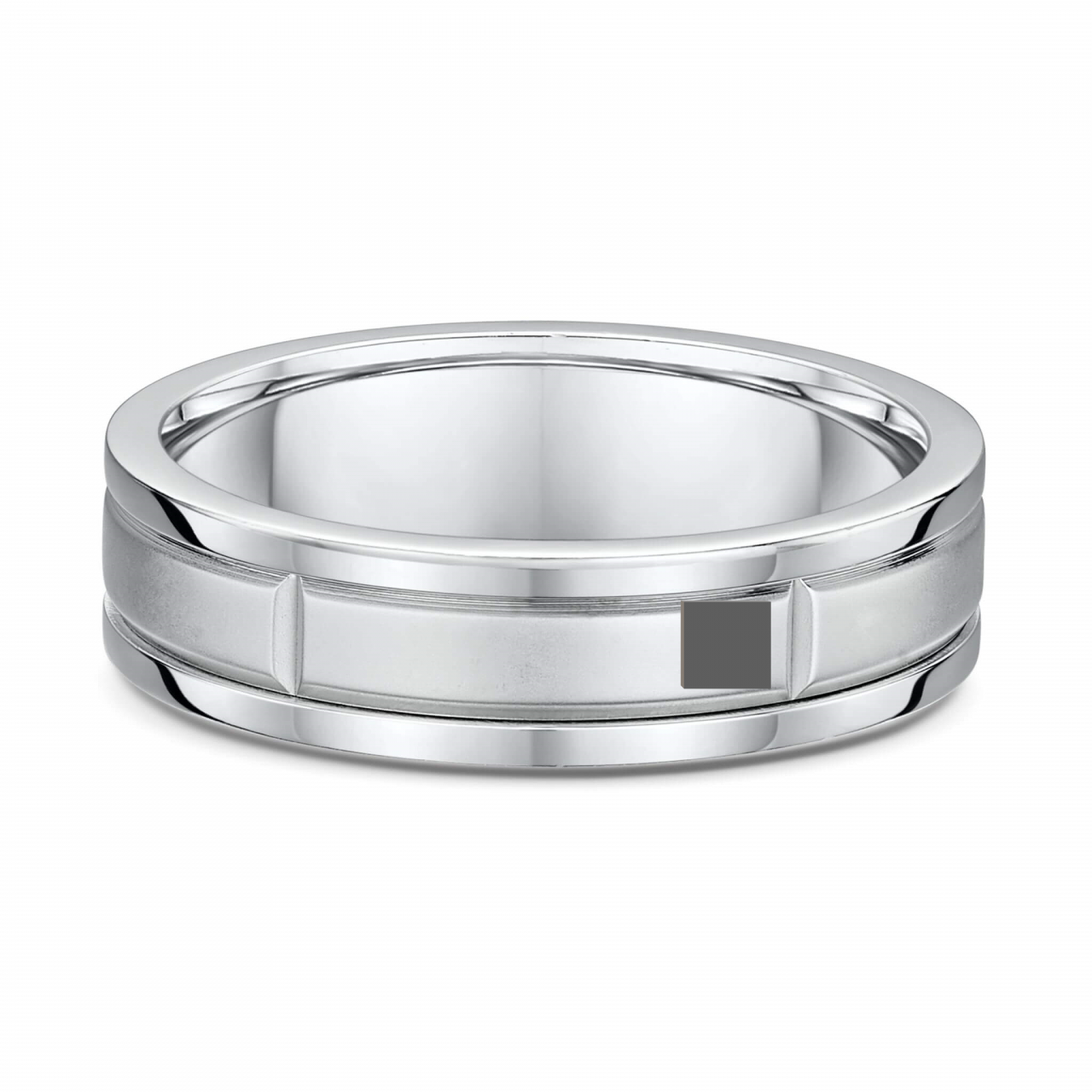 9ct White Gold & Titanium Geo Wedding Band – 6mm – Size Z+1