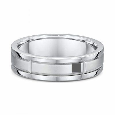 9ct White Gold & Titanium Geo Wedding Band – 6mm – Size Z+1