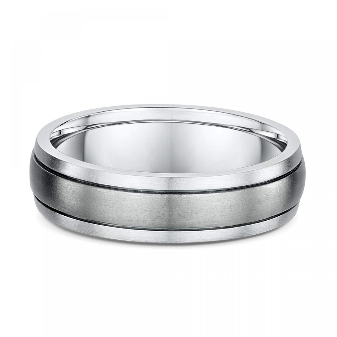 Titanium & 9ct White Gold Gents Wedding Band – 7mm (Size V)