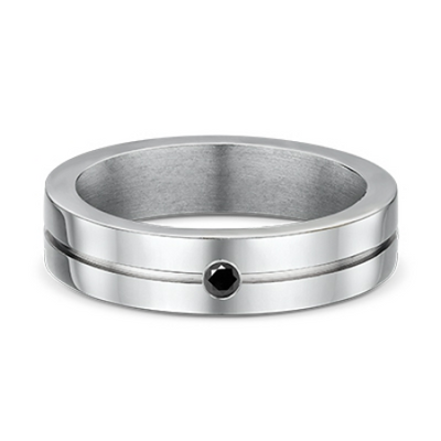 Titanium with Black Diamond Band - Size V