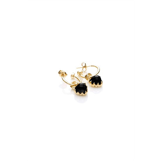 Love Anchor Onyx Earrings - 18ct YG Plated