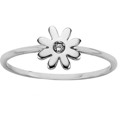 Daisy Ring silver with diamond - Size N
